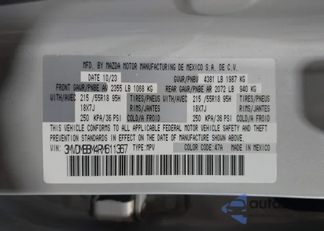 2024 Mazda Cx-30 2.5 S Select Sport z USA, uszkodzony, nr VIN 3MVDMBBM4RM611367